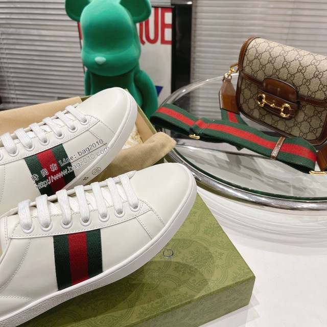 gucci頂級原版低幫鞋 古馳萬年經典情侶款小白鞋 男女款休閒板鞋 dx2751